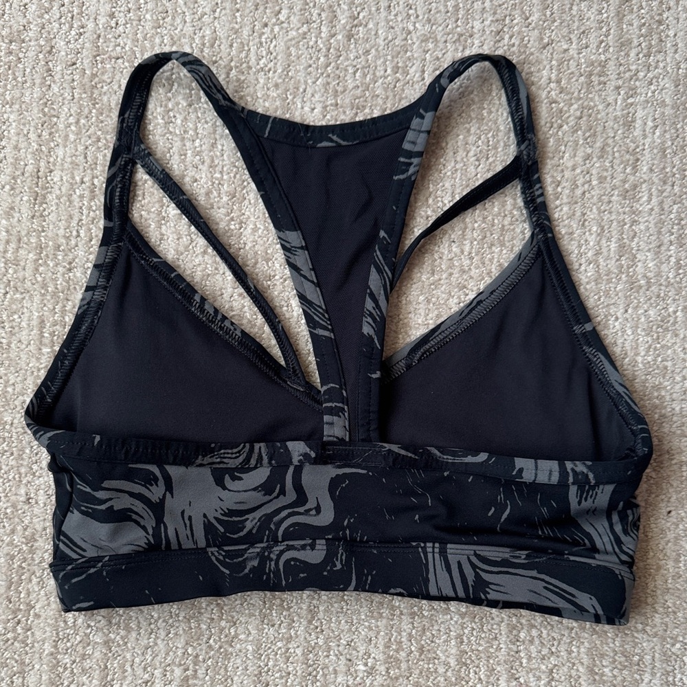 Gymshark Women’s Power Sports Bra Size XS Black Gray Marble Activewear - Picture 6 of 9